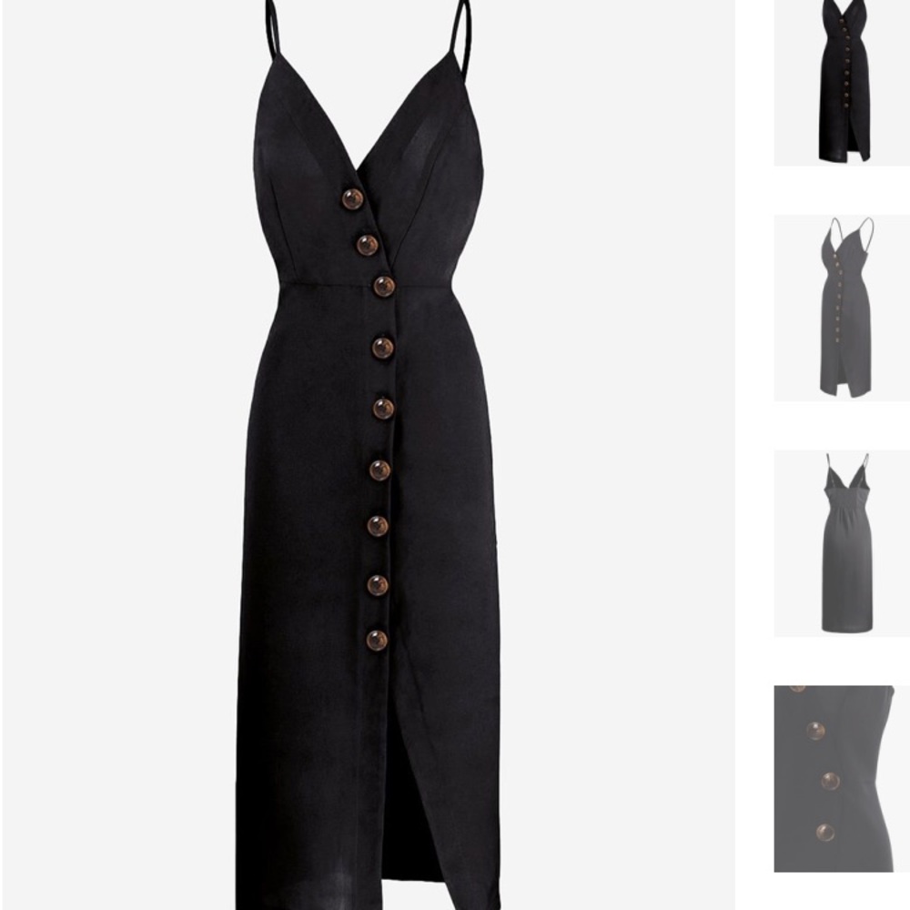 Button down midi dress in Black